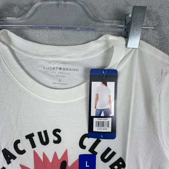 Lucky Brand Graphic T Shirt Top Crew Neck Cactus Club Womens White Size Large - Picture 7 of 11